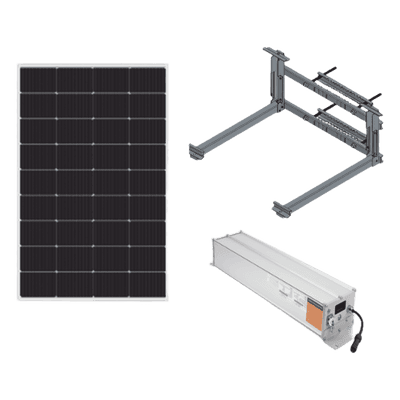 Kit Solar / 180W Panel / 1280 Wh LiFePO4 / 12/24 Vcc Regulable / IP67 / Poste 6' a 8'