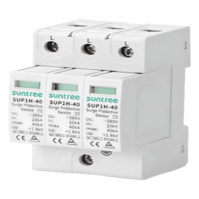 Supresor de Picos Transitorios / 3 Polos / 230 Vca / Tiempo de Respuesta <20 ns / Clase II / IP20 / Rango -40°C a +80°C / Riel DIN 35 mm