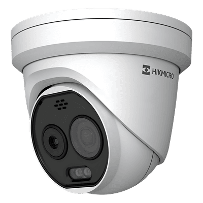 (HIKMICRO) Turret IP Bi-Espectral / Térmica (160 X 120 / 1.8 mm) + Óptica (5 MP / 2 mm ) / Rango: -20°C a 150°C / 8°C Tolerancia / VCA 3.0 (Vehiculo 60 Mts / Humano 20 Mts) / Detección de Fuego y Humo / IP67 / Dual Light /
