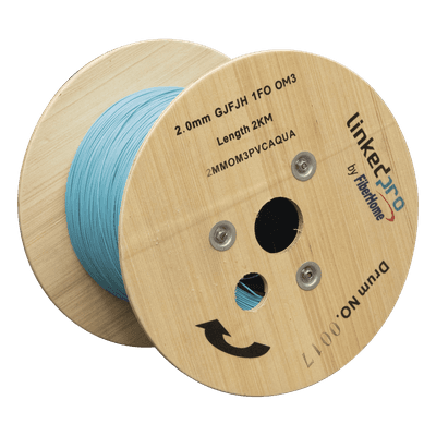 Cable de Fibra Óptica / Multimodo OM4 / Simplex / Tight Buffer 0.9 mm / Diámetro 2.0 mm / PVC / 2 km (6561.7 ft) por Tramo