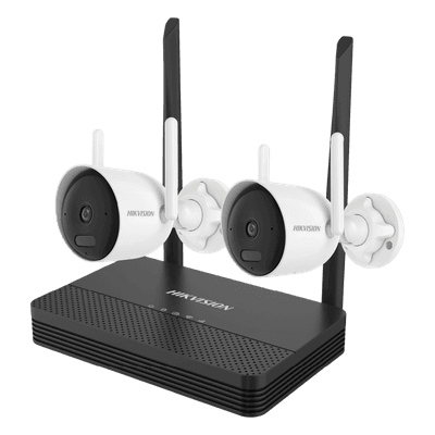 Kit de Videovigilancia IP Inalámbrico / 2 Megapixel / NVS 4 Canales / 2 Cámaras Bala / Dual Light 30 m (98.4 ft) IR + 20 m (65.6 ft) Luz Blanca / Wi-Fi 2.4 GHz / Audio Bidireccional