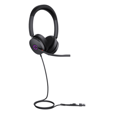 Auriculares UC con Cable / Cancelación de Ruido Activa Híbrida / USB-C con Adaptador USB-A / Certificación Microsoft Teams / 4 Micrófonos / 20 Hz - 20 kHz