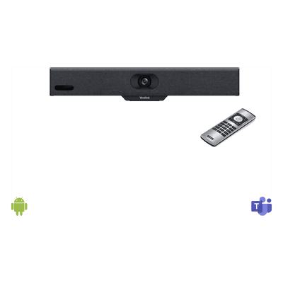 Barra de Videoconferencia Todo en Uno / 4K / Lente 120° / 8 Micrófonos MEMS con IA / Auto Framing / Microsoft Teams y Zoom / Android Integrado