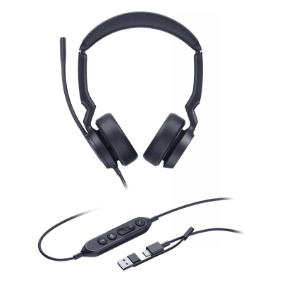 Auriculares USB con Cable / Cancelación de Ruido IA / Altavoz 35 mm / USB-C con Adaptador USB-A / Compatible Microsoft Teams