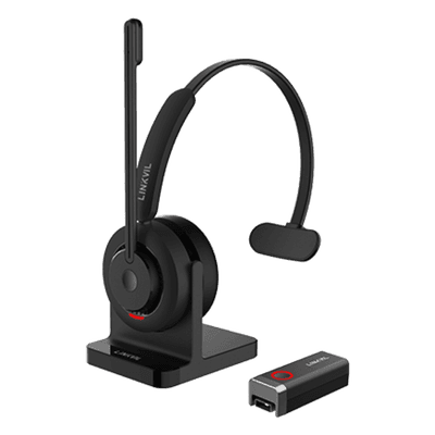 Diadema Inalámbrica / DECT 6.0 + Bluetooth 5.3 / IPX7 / Alcance 200m Interior 300m Exterior (656ft Interior 984ft Exterior) / Audio HD con Cancelación IA / Micrófono Rotable / Base de Carga