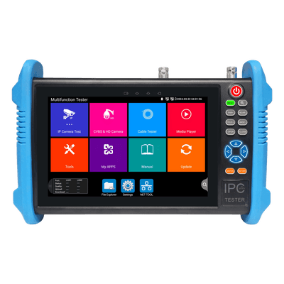 Tester de Video Profesional | Pantalla 7"|  Prueba IP/HD/Analógicas | TVI/CVI/AHD/CVBS | IP ONVIF | 4K/8K | H.264/H.265 | HDMI | PTZ | Scanner IP | TDR | Salidas 12V/24V/PoE | Activación Simultanea.
