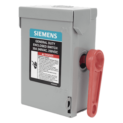 Interruptor de Seguridad / 240Vca / 2 Polos / 30A / NEMA 1 / Sin Portafusibles / 10k-100k AIC