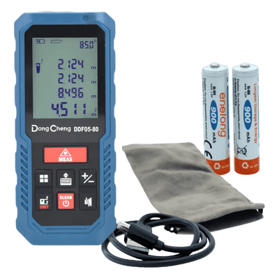 Medidor Láser de Distancia / Rango 0.1 – 80 m (328 ft) / Precisión ±(2 + 5×10⁻⁵d) mm / 8 Modos de Medición / Memoria 30 Registros / USB-C