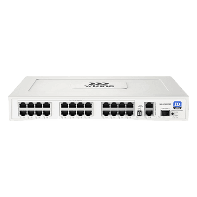 Switch PoE No Administrable / 24 Puertos 10/100 Mbps PoE / 2 Puertos Uplink Gigabit / 1 Ranura SFP 1000 Mbps / Presupuesto PoE 270 W / Hi-PoE 60 W