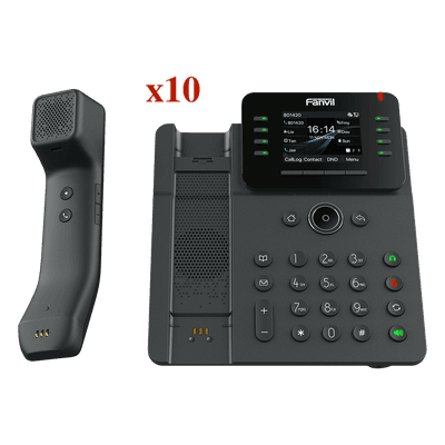 Kit Teléfono IP Empresarial / Pantalla Táctil IPS HD 2.8" / 12 Líneas SIP / Puertos Gigabit con Bypass / Auricular Bluetooth / Conferencia 6 Vías