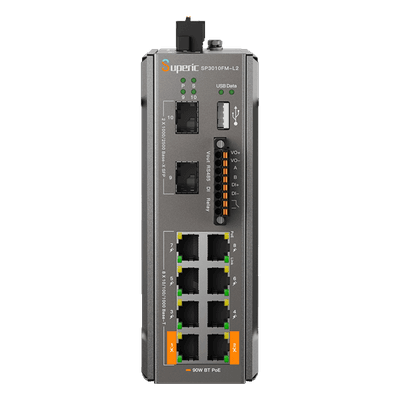 Switch PoE Industrial / 8 Puertos Gigabit PoE / 2 Puertos SFP 2.5 Gbps / 240W Presupuesto PoE / 26 Gbps Capacidad de Conmutación / -40 ℃~75 ℃ / DIN-Rail, Pared, Escritorio