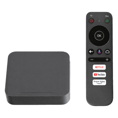 STB 4K Android con Google TV / Alto Rendimiento / Conexión Wi-Fi y por Cable / Control Remoto Bluetooth / Salida HDMI / APP Hik Connect Pre-instalada / Software de Gestion para ISPs/ Para modo desarrollador leer la nota en la descripcion