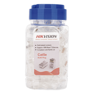 Bote con 100 Piezas de Plug Modular RJ45 / Cat 5e / Chapado en Oro a 15 Micras / Sin Blindaje / Facil Instalación / Uso Interior / Soporta Norma TIA-568B / Cumple con RoHS 2.0