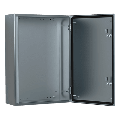 Gabinete Industrial IP66 / Acero Inoxidable 304L / 240x240x150 mm (9.4 x 9.4 x 5.9 in) / Doble Cerradura / Placa de Montaje 2 mm