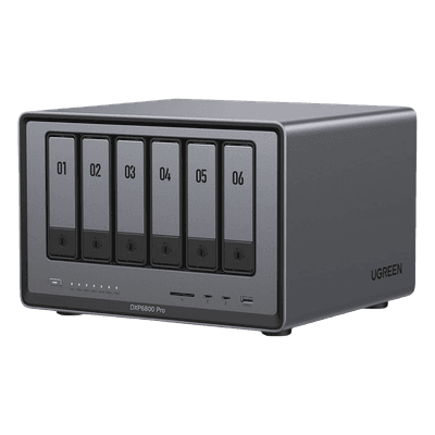 NAS UGREEN NASync DXP6800 Pro / Intel Core i5-1235U 10 Núcleos / 6 Bahías SATA + 2 M.2 NVMe / 2 Puertos Thunderbolt 4 / 2 Puertos 10GbE / 8K HDMI / PCIe 4.0 x4 / DDR5 Hasta 64GB / Compatibilidad Multiplataforma