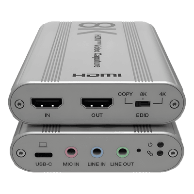 Tarjeta de Captura HDMI / 8K@60Hz / 4K2K@144Hz / USB 3.2 Gen 1 / Ancho de Banda 48 Gbps / Mezcla de Audio / Aluminio