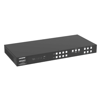 Switch de Video Matrix 4x4 HDMI 2.0 | 18Gbps Ancho de Banda | 4K2K@60Hz Resolución | 4 Entradas 4 Salidas HDMI | Audio LPCM y Dolby Digital | Control TCP-IP y RS-232 | Conectores Phoenix para Audio | Metal Enclosure