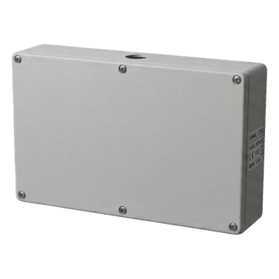 Gabinete de Resguardo para DVR / 41 x 26 x 7 cm / Lámina Calibre 22 / Montaje en Pared / 4 Accesos de Cableado / Interior