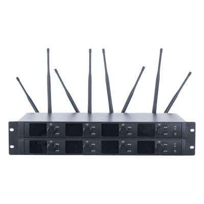 Receptor Inalámbrico / 8 Canales / U-Band 540-690 MHz / Modulación PI/4-DQPSK / Pantalla TFT-LCD 2.2" / Salida Balanceada y Desbalanceada / Encripción de Audio