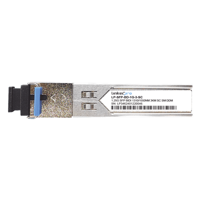 Transceptor SFP Bidireccional / 1.25 Gbps / Monomodo / Alcance 3 km (9842.5 ft) / Conector SC/UPC Simplex / DDM / Hot-Pluggable / 2 Piezas