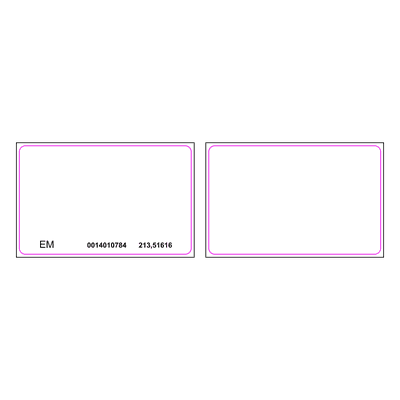 Tarjeta de Proximidad / EM 125 KHz / Rango 2.5-10 cm / ISO 85.5x54x0.8 mm / PVC Blanco / Imprimible Doble Cara