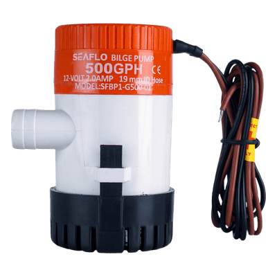 Bomba de Achique Sumergible / 500 GPH (1893 LPH) / 12V CD / Anti-Airlock / Sellos Herméticos / Filtro Removible