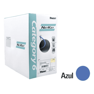 Bobina de Cable UTP 305 Metros (1000 Pies) de Cobre, NetKey, Azul, Categoría 6 (24 AWG), 1000Mbps, Riser (CMR), de 4 Pares