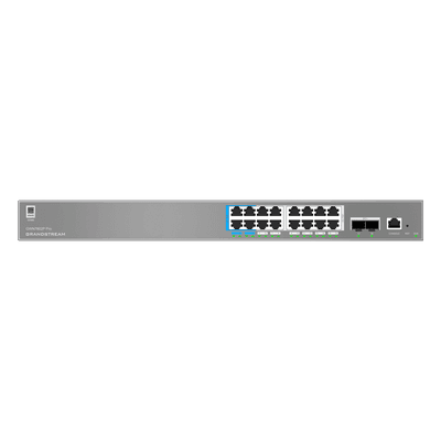 Switch Empresarial L2++ / 16 Puertos Gigabit PoE++ 250W / 2 Puertos SFP+ 10G / Switching 72 Gbps / Gestión Cloud y Local / VLAN 4K / QoS Avanzado