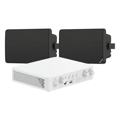 Kit de Audio IP / Amplificador 80W / 2 Altavoces de Pared / 2 Zonas 40W / Bluetooth / 70V/100V