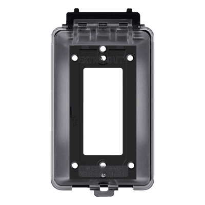 Caja Protectora de Contactos para Exterior / Policarbonato de Alto Impacto / Protección NEMA 3R / 127V 15A 60Hz / Tapa Transparente Base Negra / Resistente a Intemperie UV