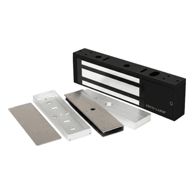 Kit de Control de Acceso / Chapa Magnética 1200 lbs (545 kg) / Montaje en U para Puerta de Cristal / Aluminio Anodizado / Uso Interior / UL