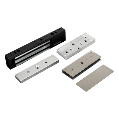 Kit de Control de Acceso / Chapa Magnética 600 lbs (272 kg) / Montaje en U para Puerta de Cristal / Uso Interior / UL / Aluminio Anodizado