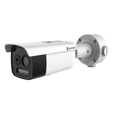(HIKMICRO) Cámara Bala IP Bi-Espectral / Térmica (256 X 192 / 3.6 mm) + Óptica (5 MP / 4.3 mm) / IA GUANLAN / Rango: -20°C a 650°C / 2°C Tolerancia / Detección de Fuego y Humo / Alarma Visual y Audible / Dual Light
