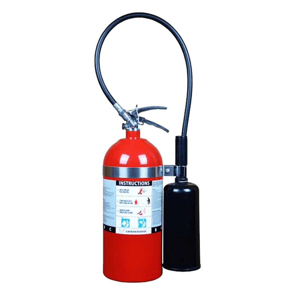 Extintor de CO2 / 10 lb (4.54 kg) / Clase B y C / Descarga 10 s / Alcance 1.2-2.4 m (3.9-7.9 ft) / UL Listado / USCG Aprobado