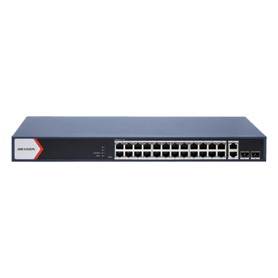 Switch PoE+ Administrable / 24 Puertos Gigabit PoE+ / 2 Puertos Gigabit Uplink / 2 Puertos SFP Uplink / 370 W / Alcance Extendido 300 m (984.3 ft)