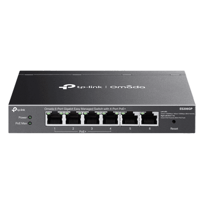 Switch Gigabit / 6 Puertos / 4 PoE+ 65W / Gestión Cloud SDN / Fanless / Alcance PoE 250 m (820.2 ft) / QoS y VLAN