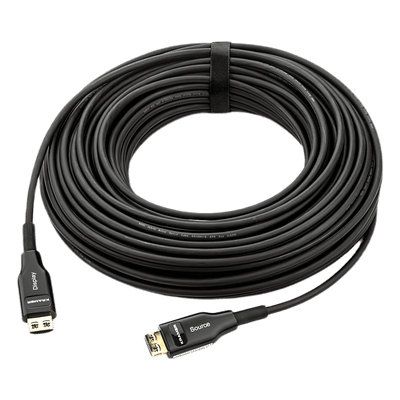 Cable Optico HDMI Híbrido | 4K@60Hz 18 Gbps | 30 m | Fibra OM3 + Cobre | LSHF | Bañado Oro 24K | HDCP 2.2 | HDR | ARC | CEC