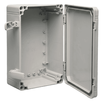 Gabinete Industrial Tipo 4X / ABS / IP66 / 400 x 300 x 180 mm (15.75 x 11.81 x 7.09 in) / Tapa Opaca con Tornillos / RAL 7035 / Panel Ajustable