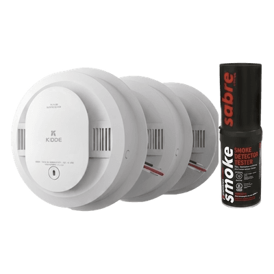 Kit de Detectores de Humo Autónomos / 20 Piezas / Fotoeléctrico / Batería 10 Años / 85 dB / Probador Incluido
