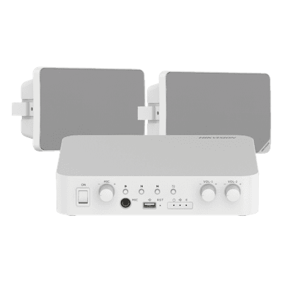 Kit Amplificador / 80W / 2 Zonas / Bluetooth USB RCA Micrófono / 100V 70V / 2 Altavoces