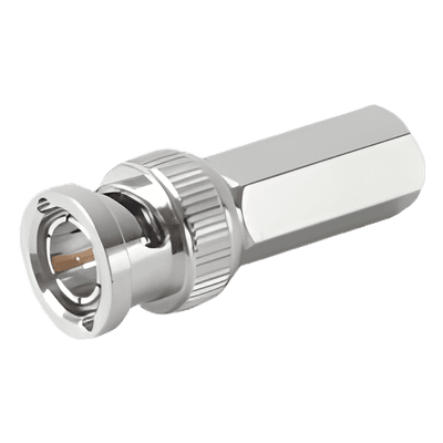 Conector BNC Macho / Ensamble Roscable / RG-59/U / 75 Ohm / 14 mm x 37.6 mm / Níquel-Oro-Delrin