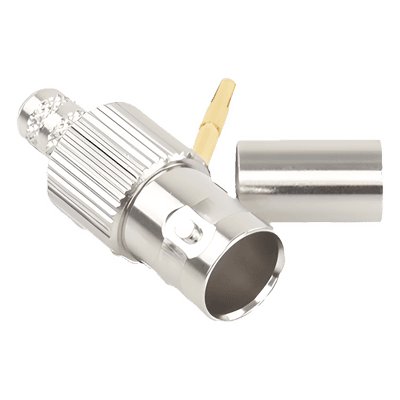 Conector BNC Hembra / 75 Ohm / Anillo Plegable / RG-59/U / Níquel-Oro-Delrin / 28.80 mm