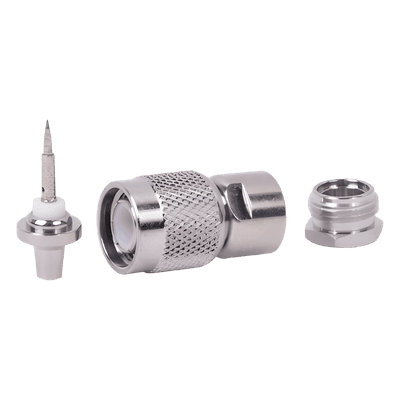 Conector RF TNC Macho / Rosca / Cable RG-58/U Grupo C / Cuerpo Bronce Niquelado / Contacto Plateado / Aislante Delrin