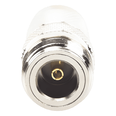 Adaptador RF Coaxial / TNC Macho a N Hembra / Montaje en Línea / Frecuencia 11 GHz / Bronce Niquelado / Contacto Oro / Aislante Teflón