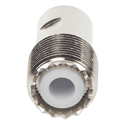 Conector UHF hembra / SO-239 / Roscable / RG-58/U / RG-142/U / Bronce niquelado / Teflón