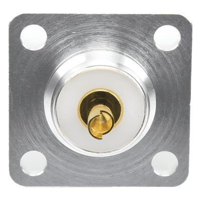 Conector RF Hembra / UHF SO-239 / Montaje Chasis 4 Hoyos / Terminal Soldable / Aislante Teflón