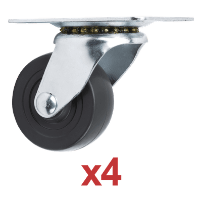 Kit de Ruedas Locas para Racks / 2.5 in (6.35 cm) / Carga 125 lb por Rueda / Base 3 7/8 x 2 3/4 in (9.8 x 7 cm) / Altura 3.25 in (8.25 cm)
