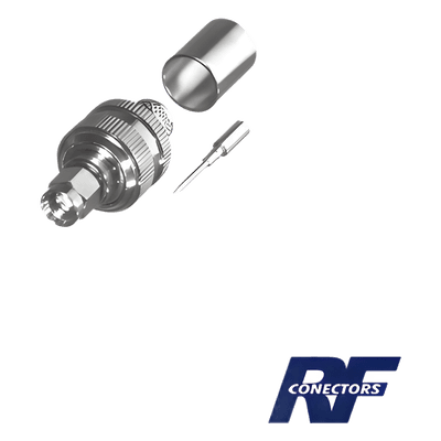 Conector SMA Macho / Anillo Plegable / Cuerpo Bronce Niquelado / Contacto Oro / Teflón / Cables RG8/U, LMR-400, CNT-400, LP-400