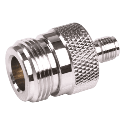 Adaptador RF en Línea / Conector SMA Hembra a N Hembra / Cuerpo Bronce Niquelado / Contacto Oro / Aislante Teflón