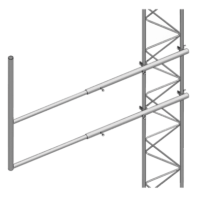 Brazo Tipo F para Torre / Acero ASTM A36 / Galvanizado en Caliente / Extensión 74.5 cm / Brazos Laterales 25.5 cm / Compatible STZ-30G